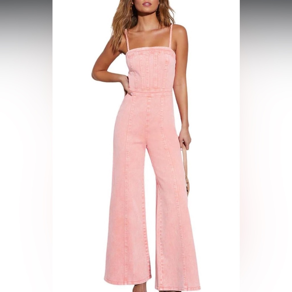Women's Pink Denim Jumpsuit